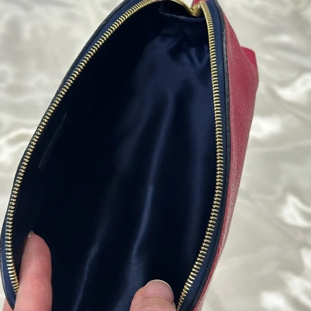 Smythson Of Bond St Cosmetic Case Panama Leather Fuschia Pink Gold Travel Chic